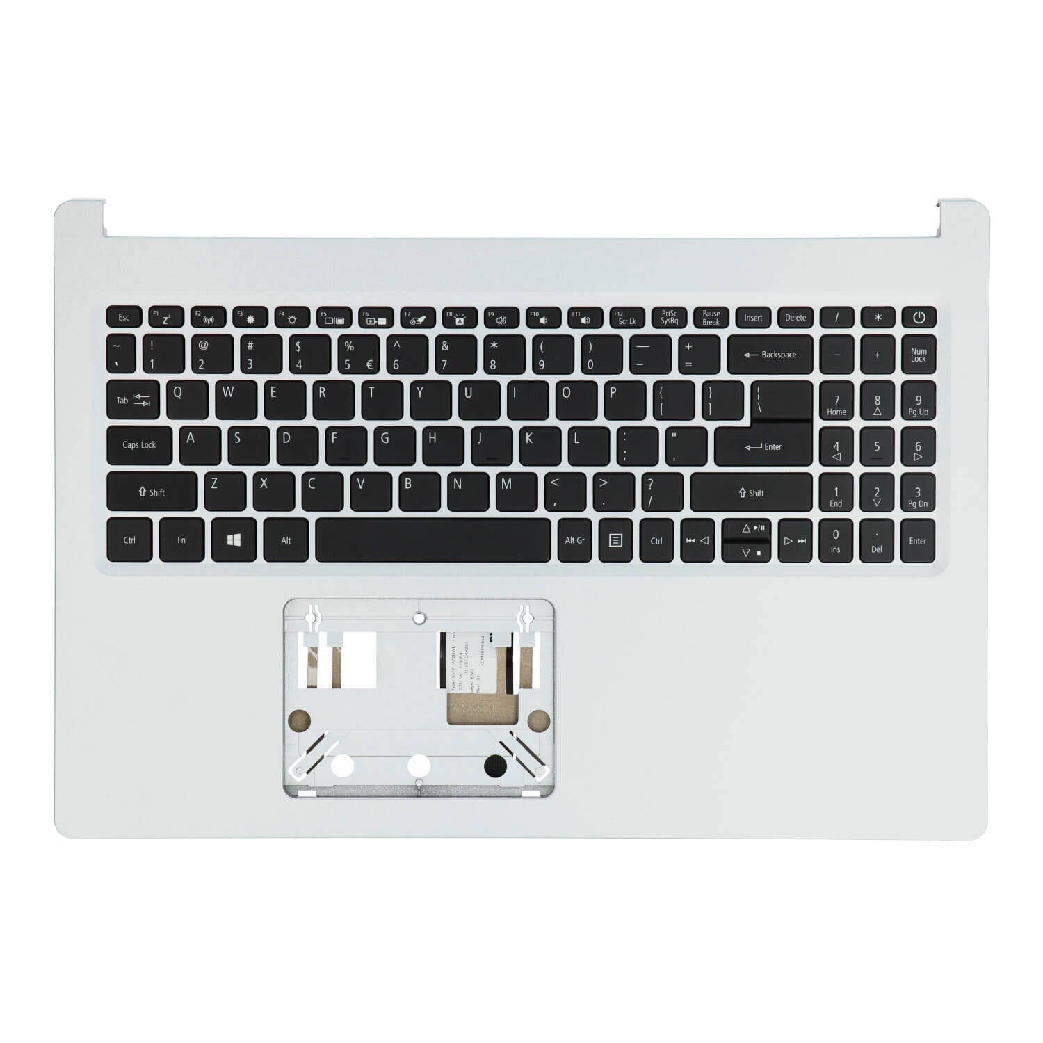 Acer Laptop Toetsenbord Qwerty US incl. Top Cover - Zilver